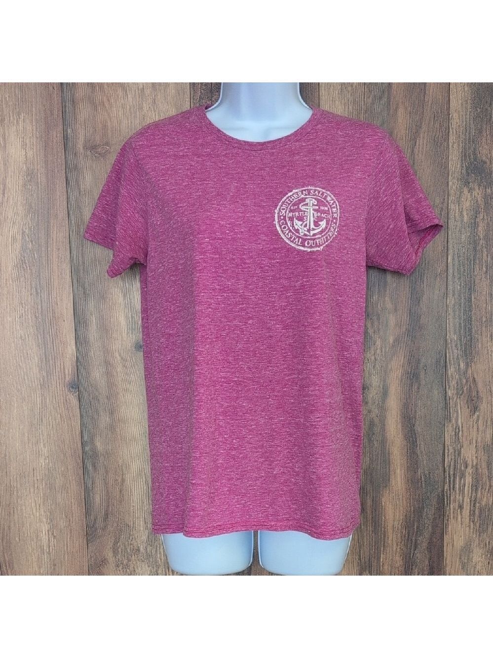 Delta Ringspun Heathered Pink Myrtle Beach Salt Water Tee S                 M259